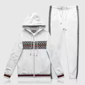 gucci 2 piece tracksuit survetement hoodie zipper gg white